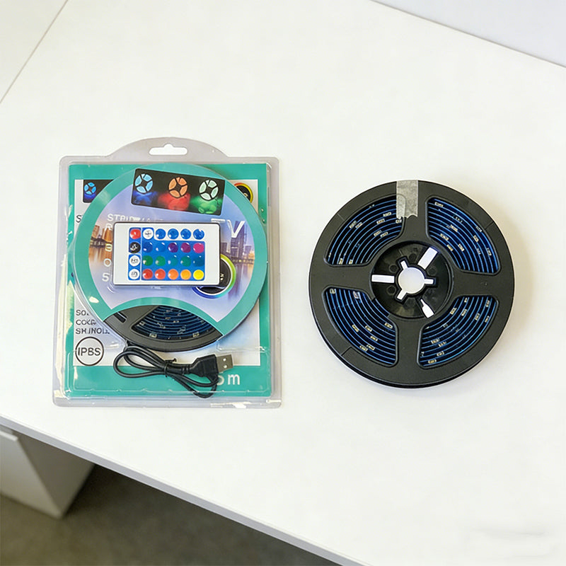 5m USB LED Strip with Remote Adhesive LED Strip RGB Multicolour Indoor TV Back LED Strip