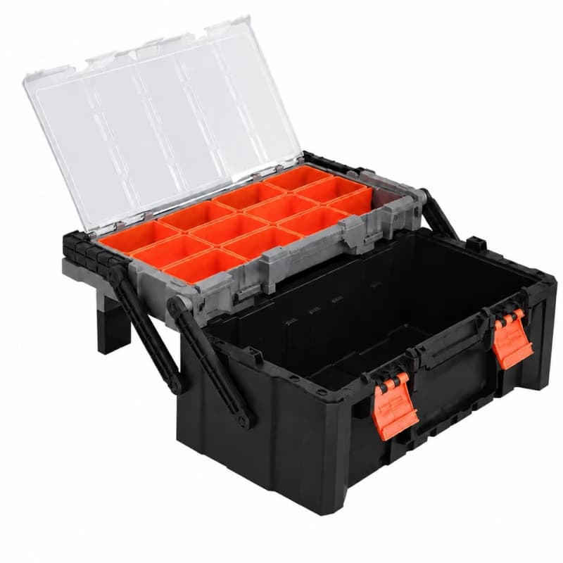 Cantilever Tool Storage Box 45 x 23.5cm Toolbox with Organiser Compartments DIY Tool Case
