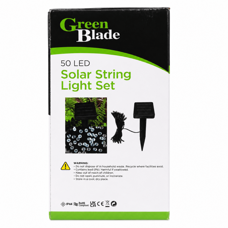 50 LED Solar String Fairy Lights 6.9m Outdoor Garden White 2 Modes Solar Lights Waterproof Auto On Off