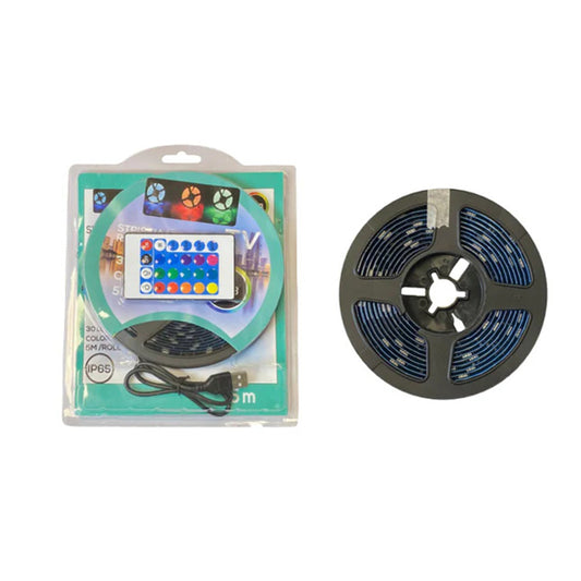 5m USB LED Strip with Remote Adhesive LED Strip RGB Multicolour Indoor TV Back LED Strip