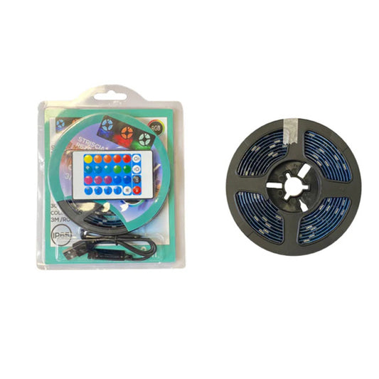 3m USB LED Strip with Remote Adhesive LED Strip RGB Multicolour Indoor TV Back LED Strip