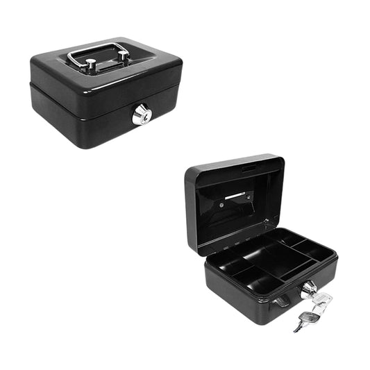 6 Inch Cash Box With 2 Keys Change Tray Lockable Metal Cash Deposit Box for Perfect Secure Storage Random Colours