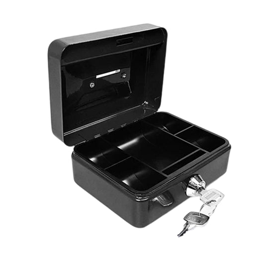 8 Inch Cash Box With 2 Keys Change Tray Lockable Metal Cash Deposit Box for Perfect Secure Storage Random Colours