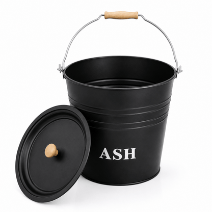 12L Ash Bucket with Lid Metal Fireplace Ash Bin Wood Burner Coal Stove Storage Stove Ash Container