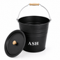 12L Ash Bucket with Lid Metal Fireplace Ash Bin Wood Burner Coal Stove Storage Stove Ash Container