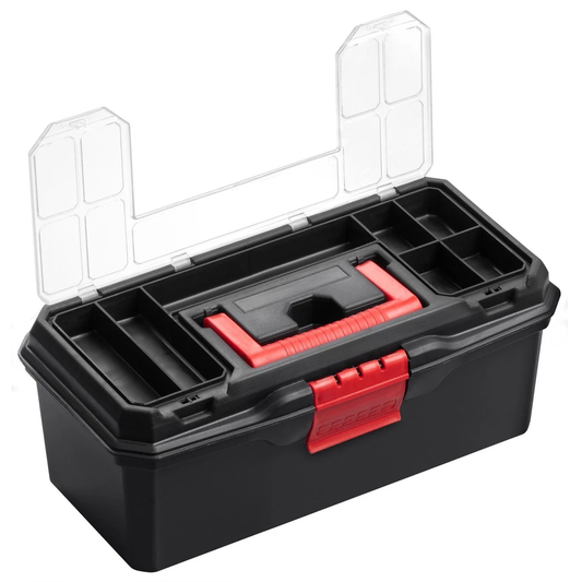 13 Inch Organiser Toolbox Storage Box with Compartments Workshop DIY Tool Case