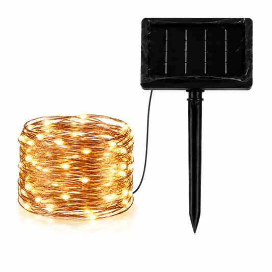 100 LED Solar Firefly String Lights Copper Wire Outdoor Garden IP44 Warm White Fairy Lights Solar Tree Lights
