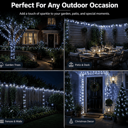 50 LED Solar String Fairy Lights 6.9m Outdoor Garden White 2 Modes Solar Lights Waterproof Auto On Off