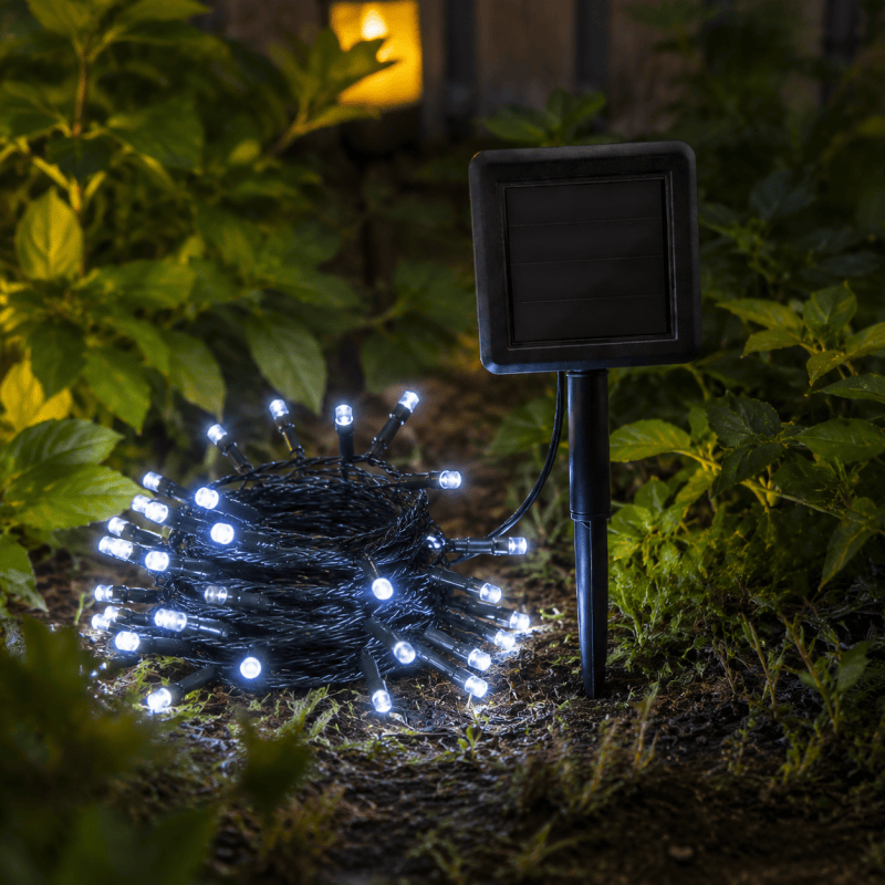 50 LED Solar String Fairy Lights 6.9m Outdoor Garden White 2 Modes Solar Lights Waterproof Auto On Off