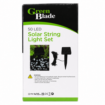 50 LED Solar String Fairy Lights 6.9m Outdoor Garden White 2 Modes Solar Lights Waterproof Auto On Off